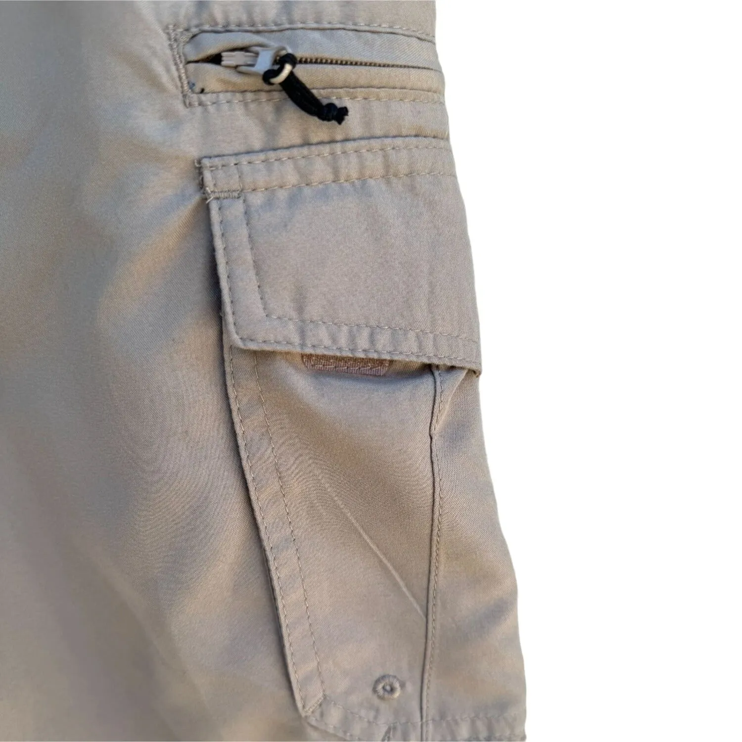 Burnside Men's Khaki Flat Front Multi Pocket Lightweight Cargo Shorts - 30 Waist