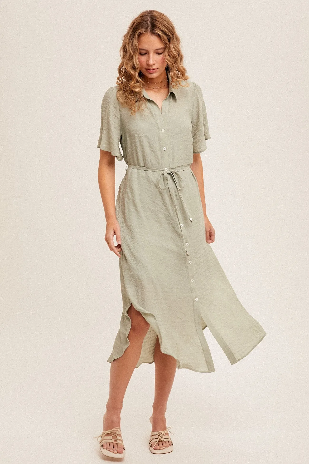 Button Down Shirt Dress 8289 in Pistachio