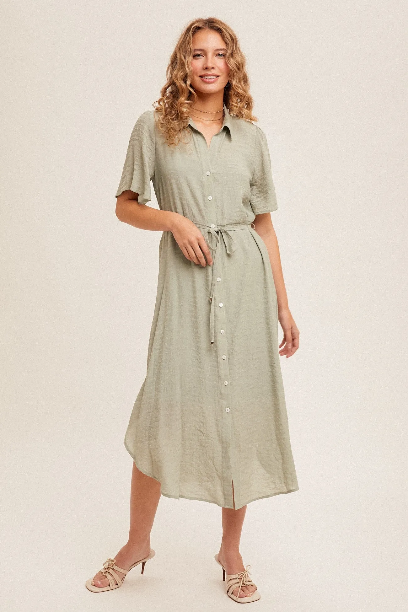 Button Down Shirt Dress 8289 in Pistachio