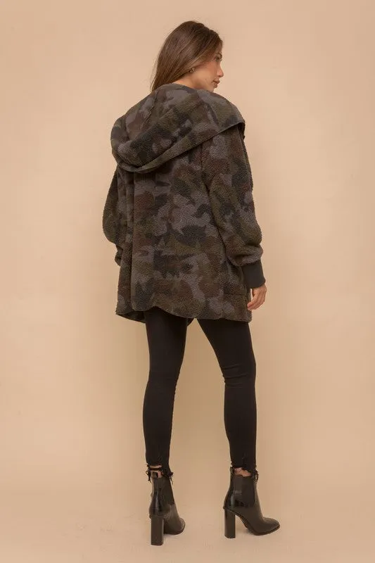 CAMO PRINT FUR OPEN JACKET - ASSORTED COLORS