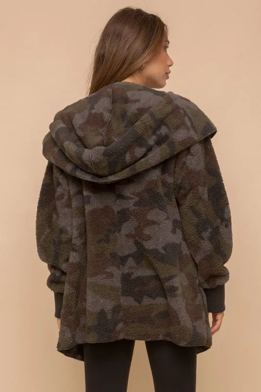 CAMO PRINT FUR OPEN JACKET - ASSORTED COLORS