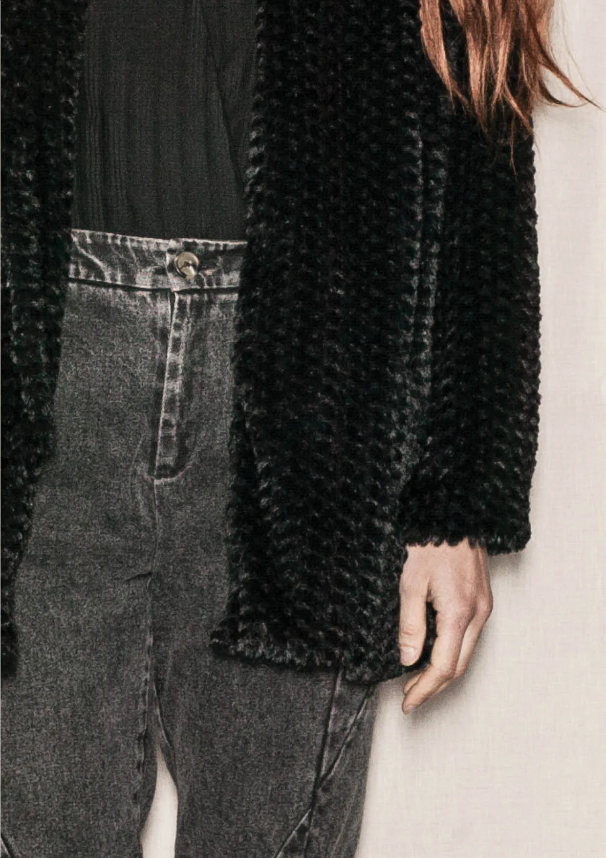 CARDIGAN - FAUX FUR black