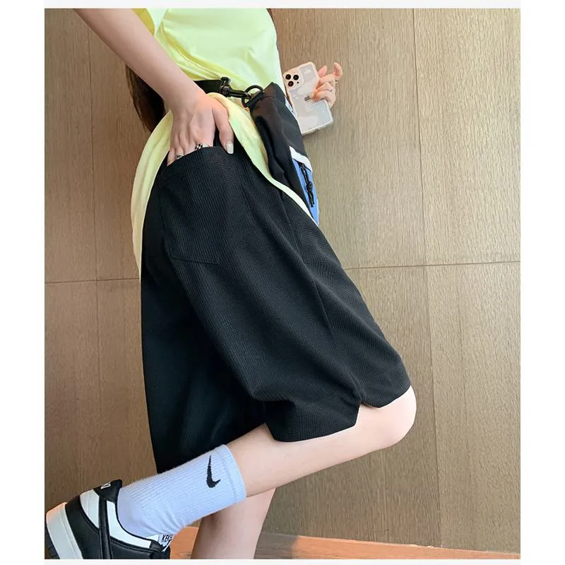 Casual High-Waisted Breathable Houndstooth Quick-Drying Sports Shorts