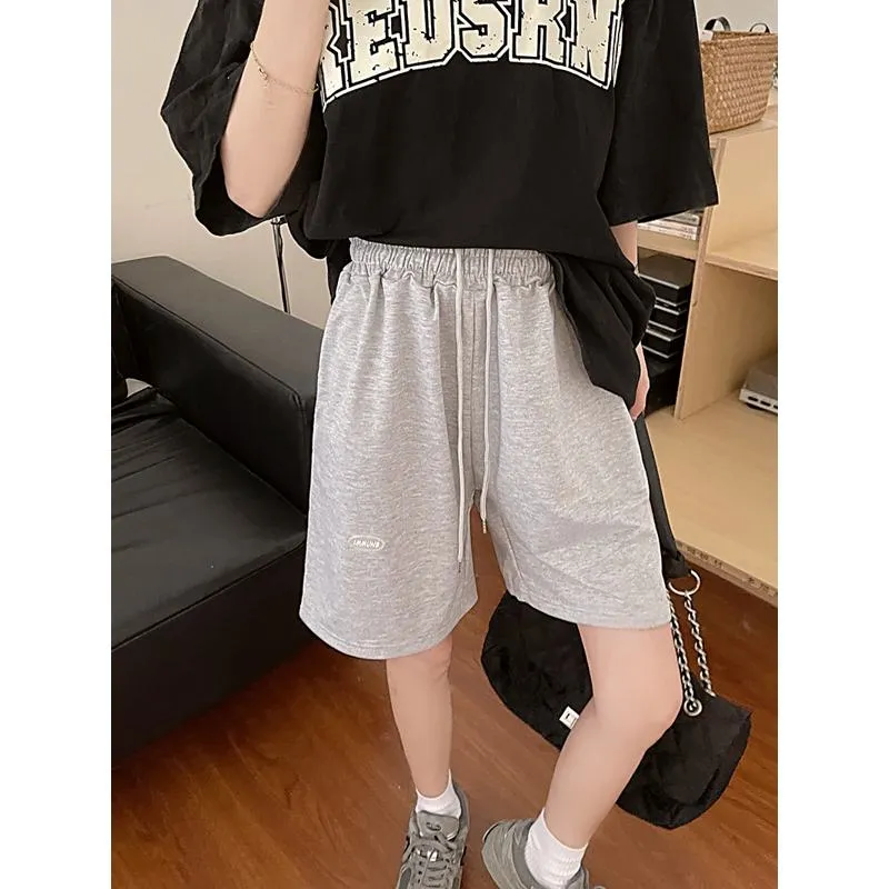 Casual Loose Fit Sports Straight Wide-Leg Slimming High-Waisted Shorts