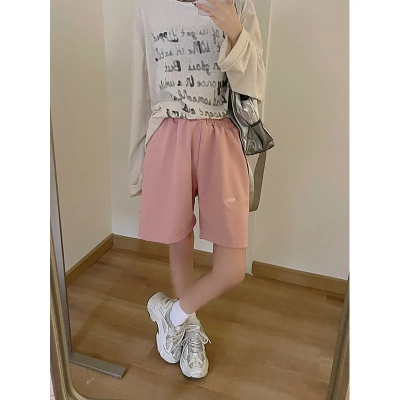 Casual Loose Fit Sports Straight Wide-Leg Slimming High-Waisted Shorts