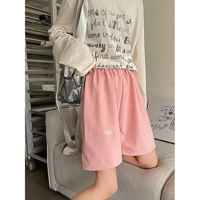 Casual Loose Fit Sports Straight Wide-Leg Slimming High-Waisted Shorts