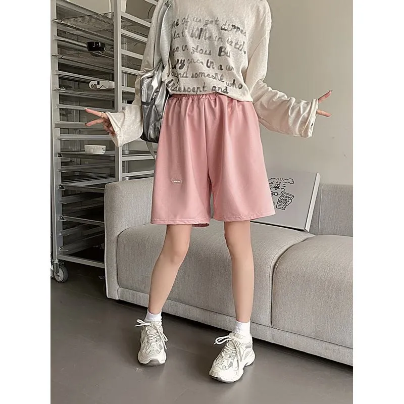 Casual Loose Fit Sports Straight Wide-Leg Slimming High-Waisted Shorts