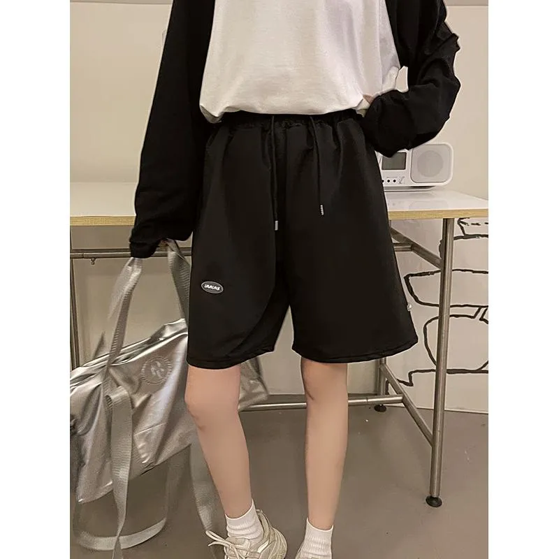 Casual Loose Fit Sports Straight Wide-Leg Slimming High-Waisted Shorts