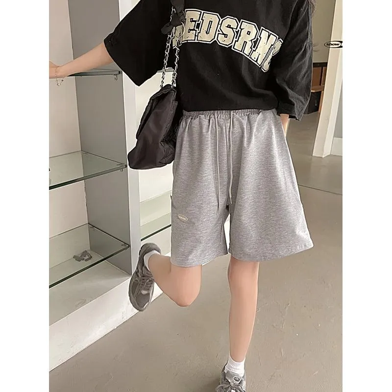 Casual Loose Fit Sports Straight Wide-Leg Slimming High-Waisted Shorts