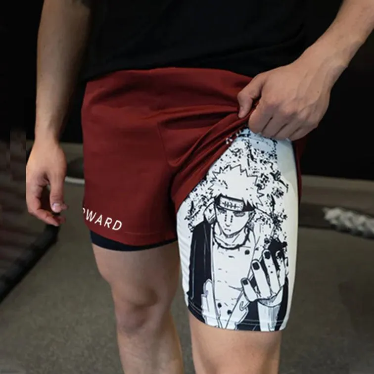 Casual quick-drying double-layer printed shorts