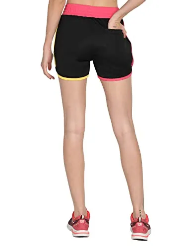 CHKOKKO Sports Workout Gym Training Shorts for Women BlackMulti L