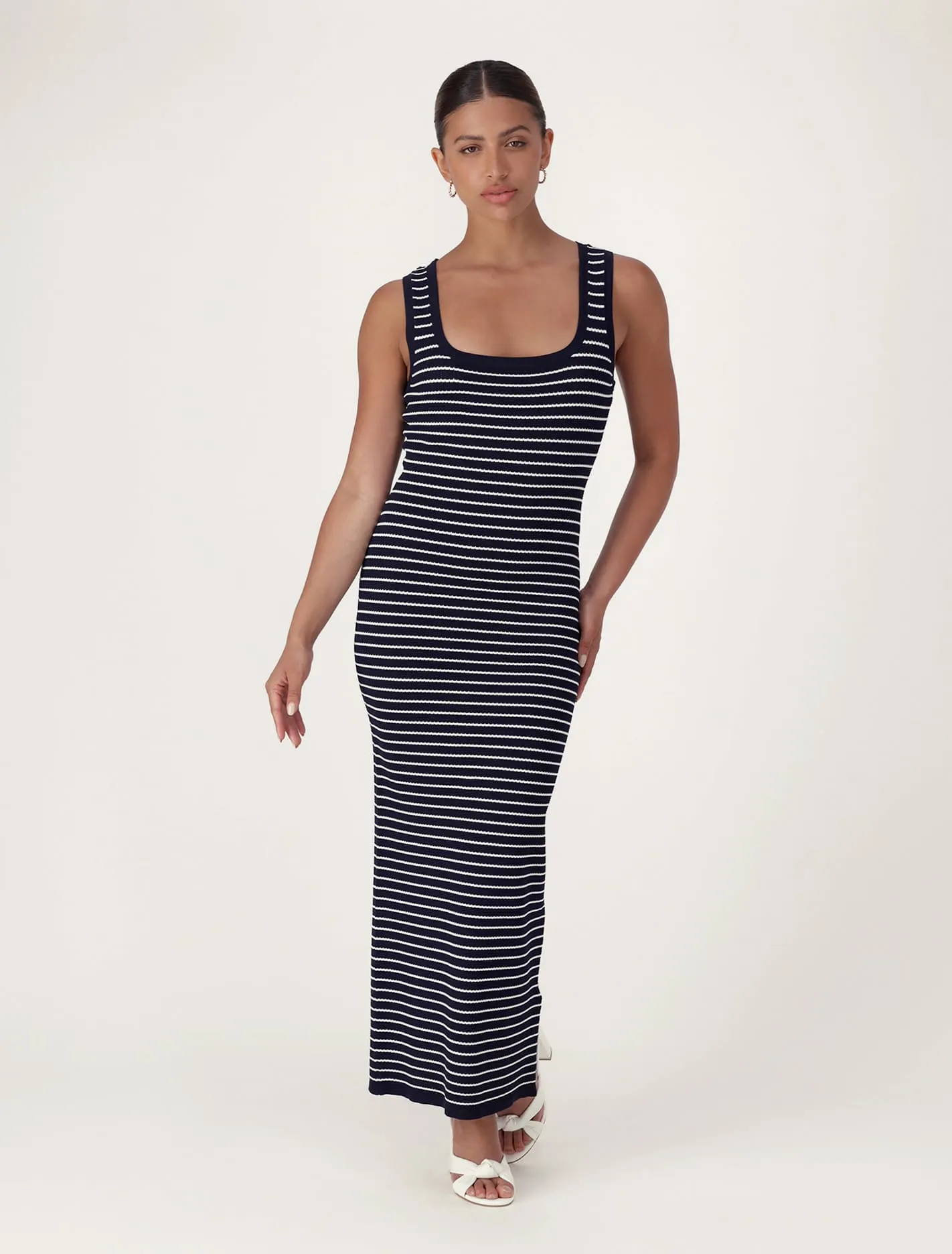 Chrissy Stripe Scoop Neck Dress