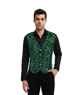 Classic Green-fueled Brocade Men's Waist Coat