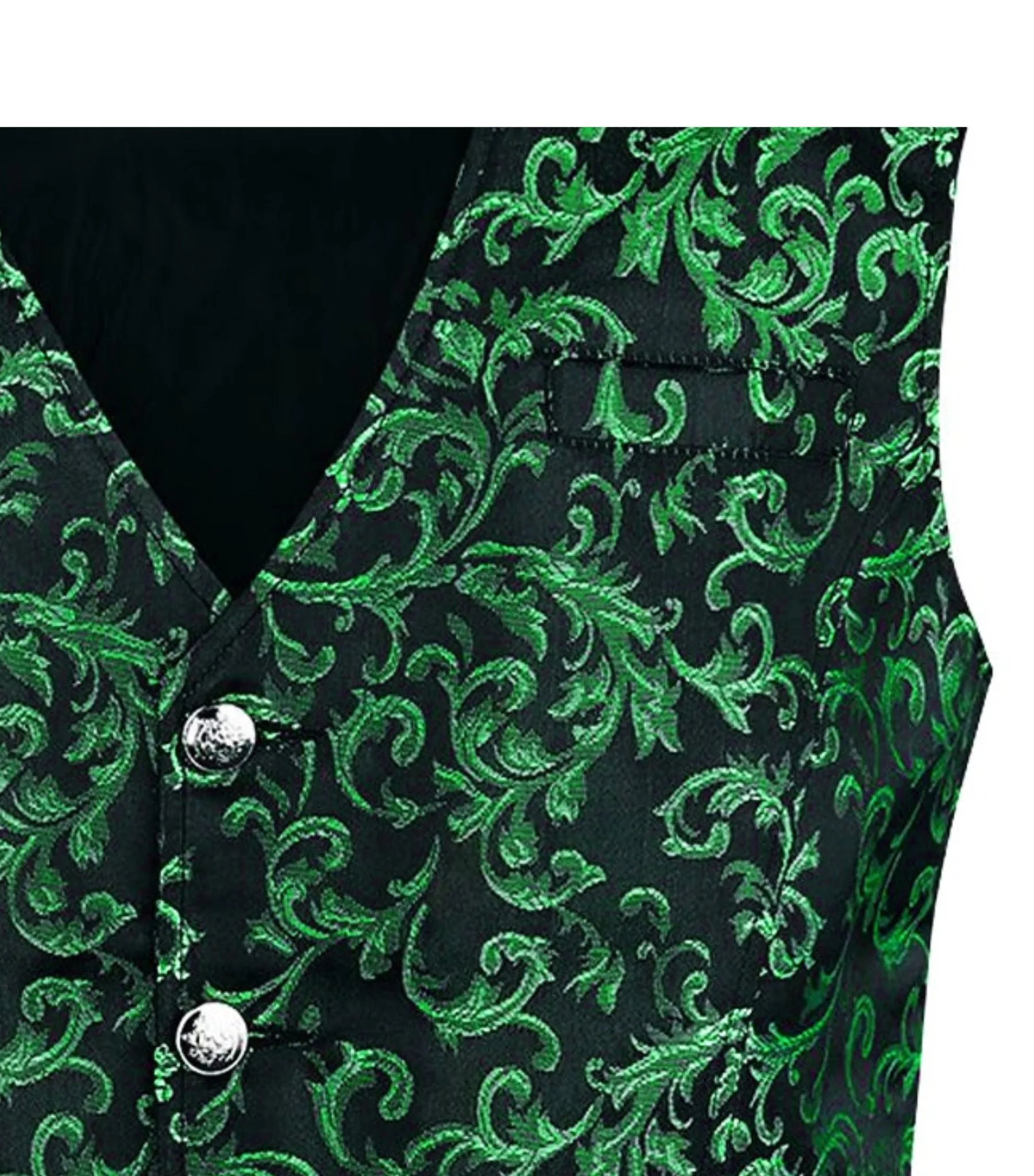 Classic Green-fueled Brocade Men's Waist Coat