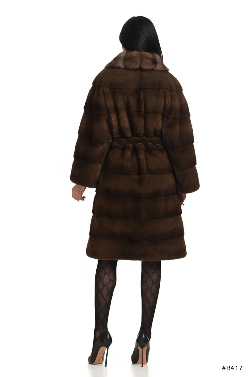 Classy mink coat with a special luxury sable fur collar