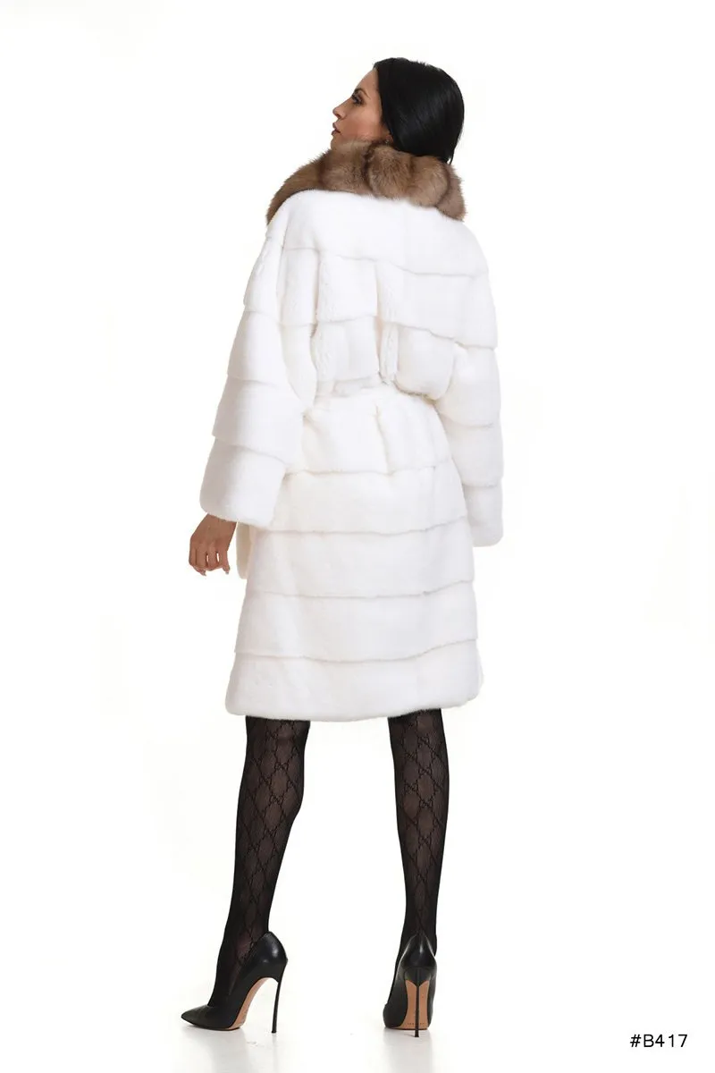 Classy mink coat with a special luxury sable fur collar