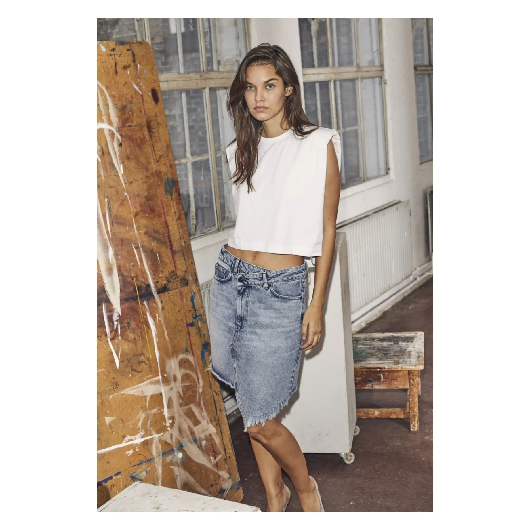 Co Couture Darin Asim Denim Skirt