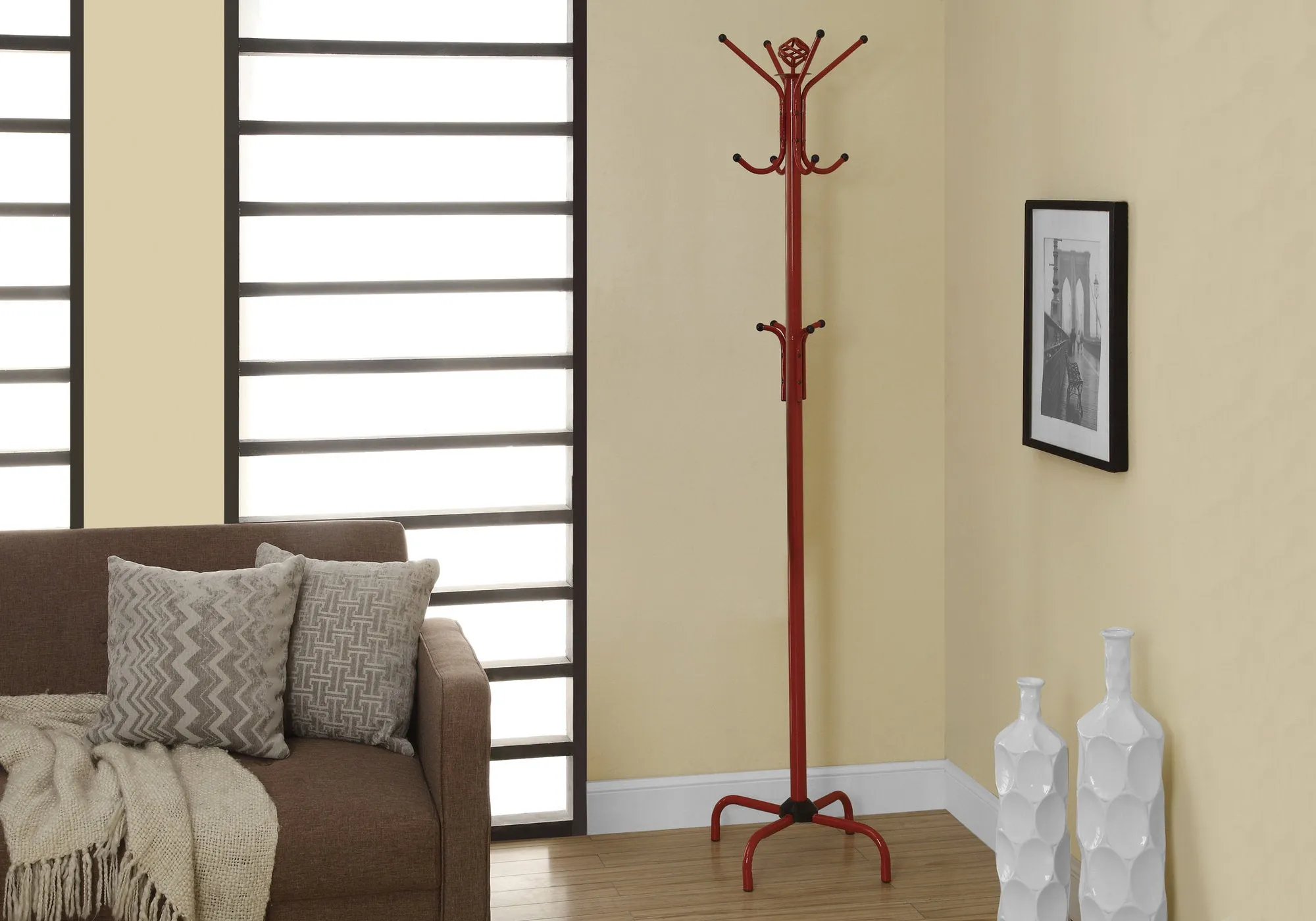 Coat Rack - 70"H / Red Metal