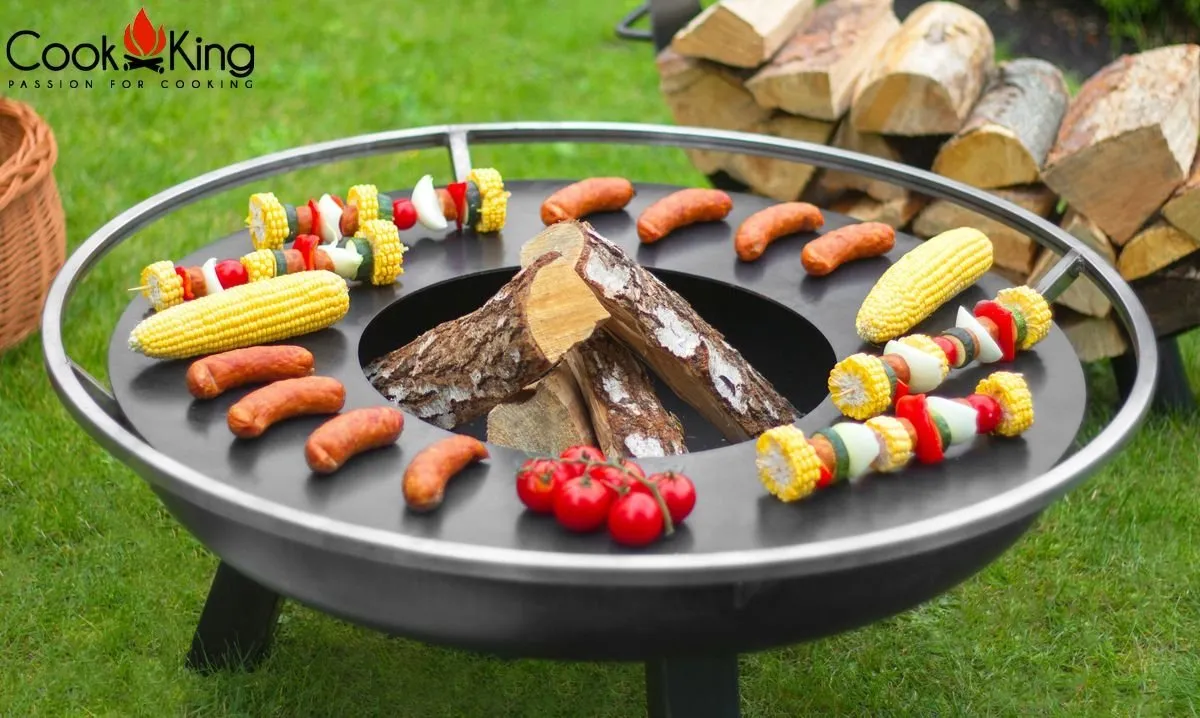 Cook King Fire Bowl Pit Grill Plate Garden and Outdoor Patio Entertaining Portable Metal Round 80cm