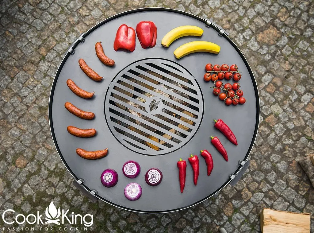 Cook King Fire Bowl Pit Grill Plate Garden and Outdoor Patio Entertaining Portable Metal Round 80cm