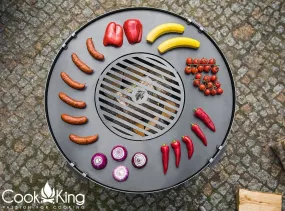 Cook King Fire Bowl Pit Grill Plate Garden and Outdoor Patio Entertaining Portable Metal Round 80cm