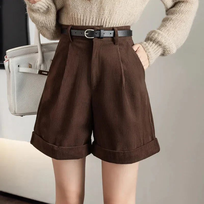 Corduroy Casual Female Boyfriend Style Woman Short