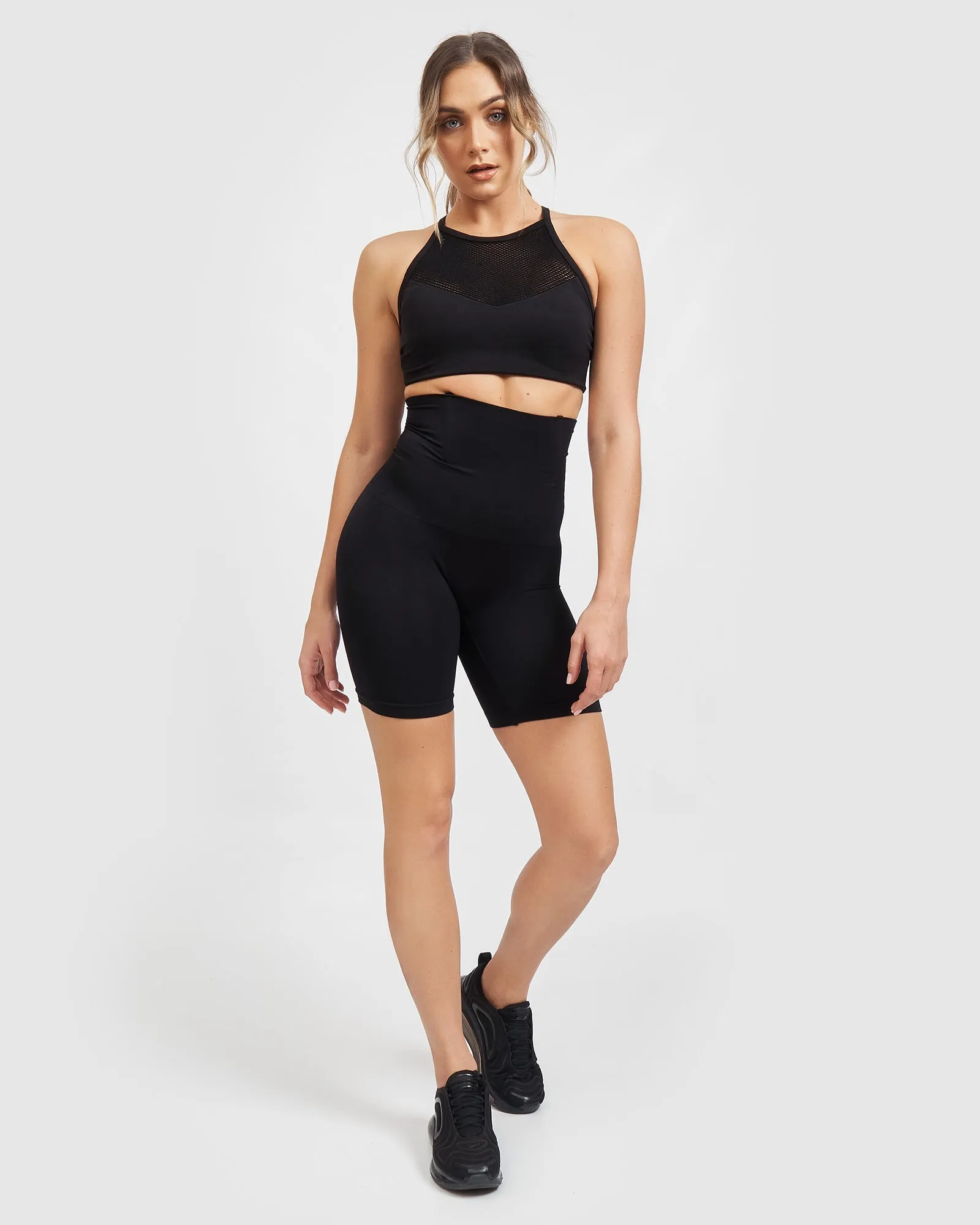 Core Trainer High Waisted Shape Wear Midi Shorts - Black