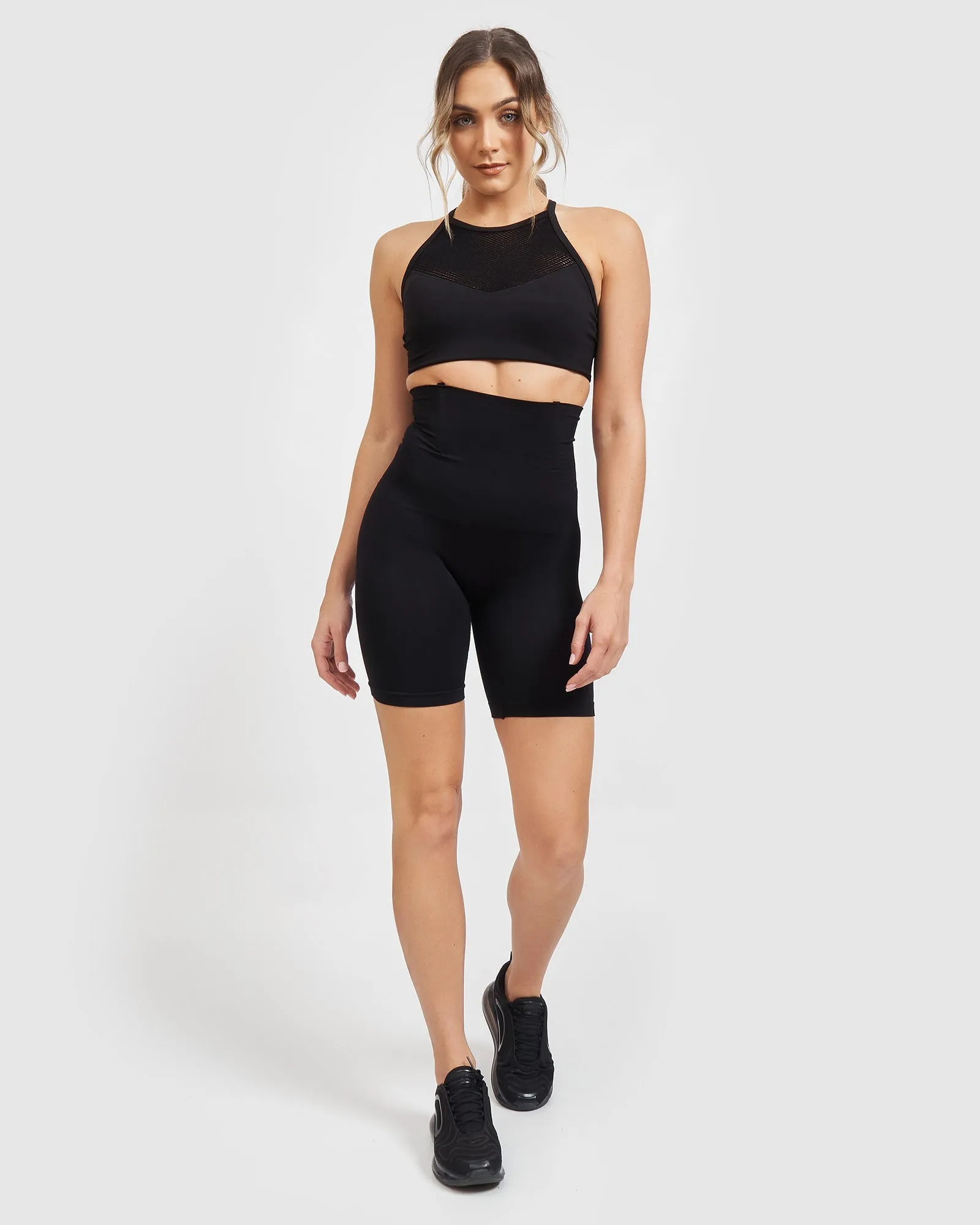 Core Trainer High Waisted Shape Wear Midi Shorts - Black