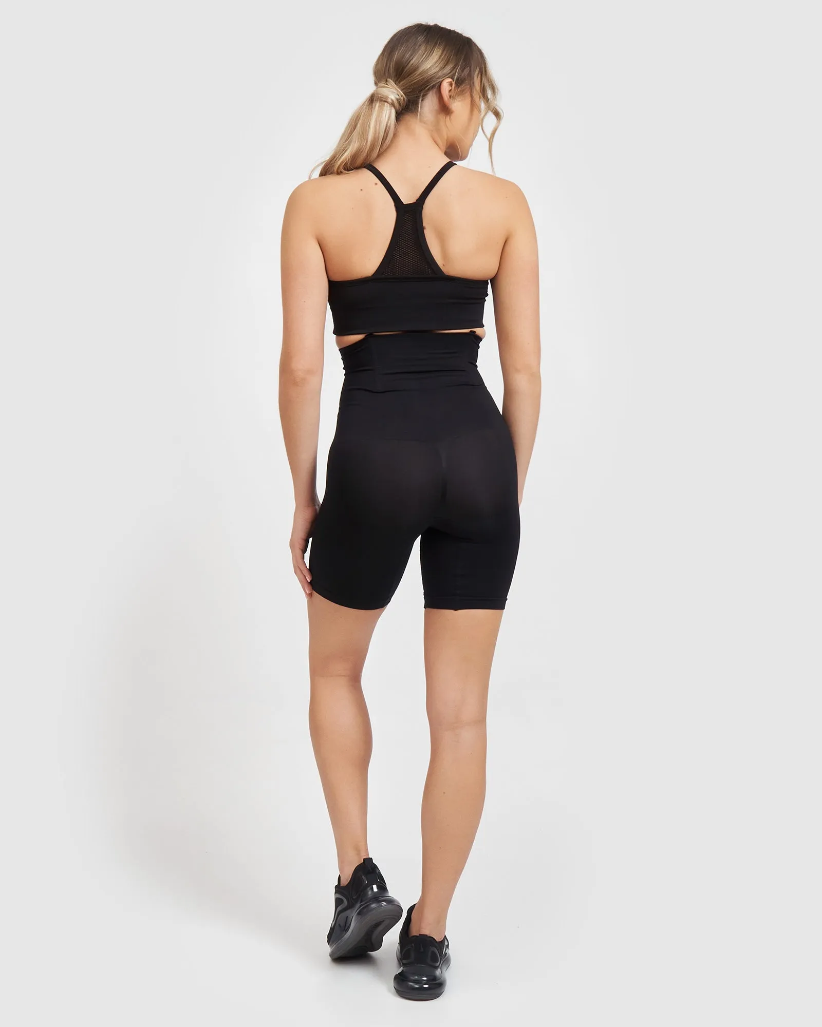 Core Trainer High Waisted Shape Wear Midi Shorts - Black