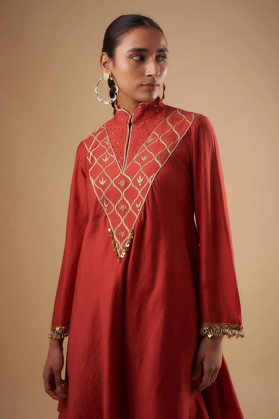 Crimson Embroidered Kurta & Pant Set