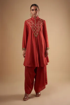 Crimson Embroidered Kurta & Pant Set