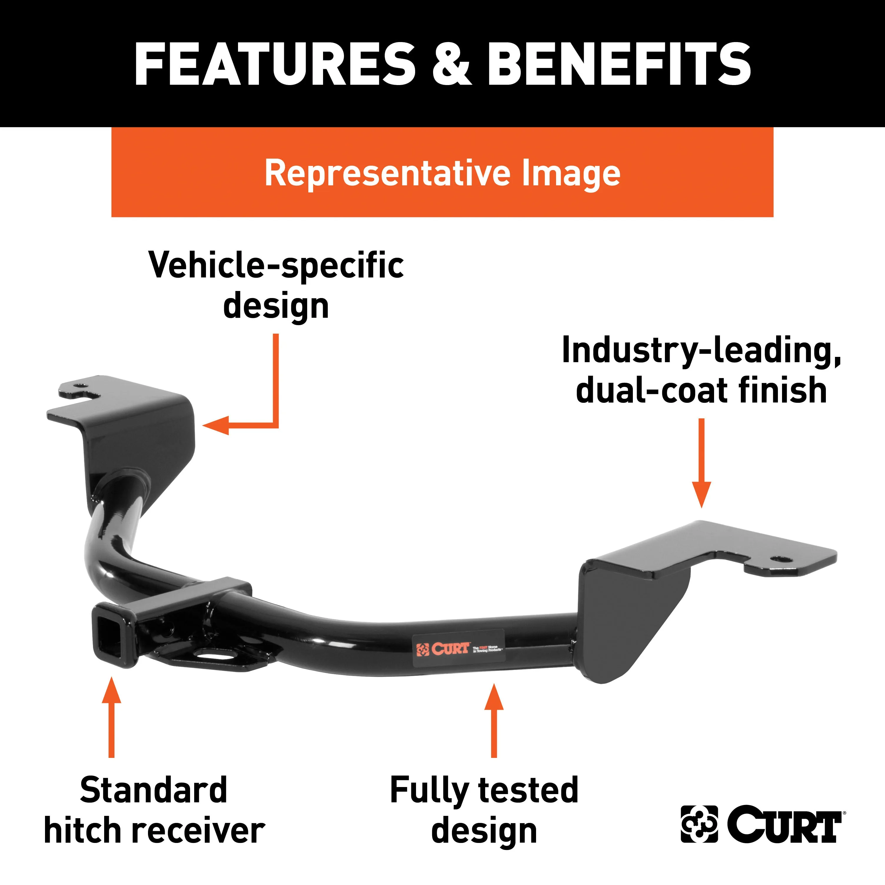 CURT 11254 Class 1 Trailer Hitch; 1-1/4in. Receiver; Select Hyundai Veloster