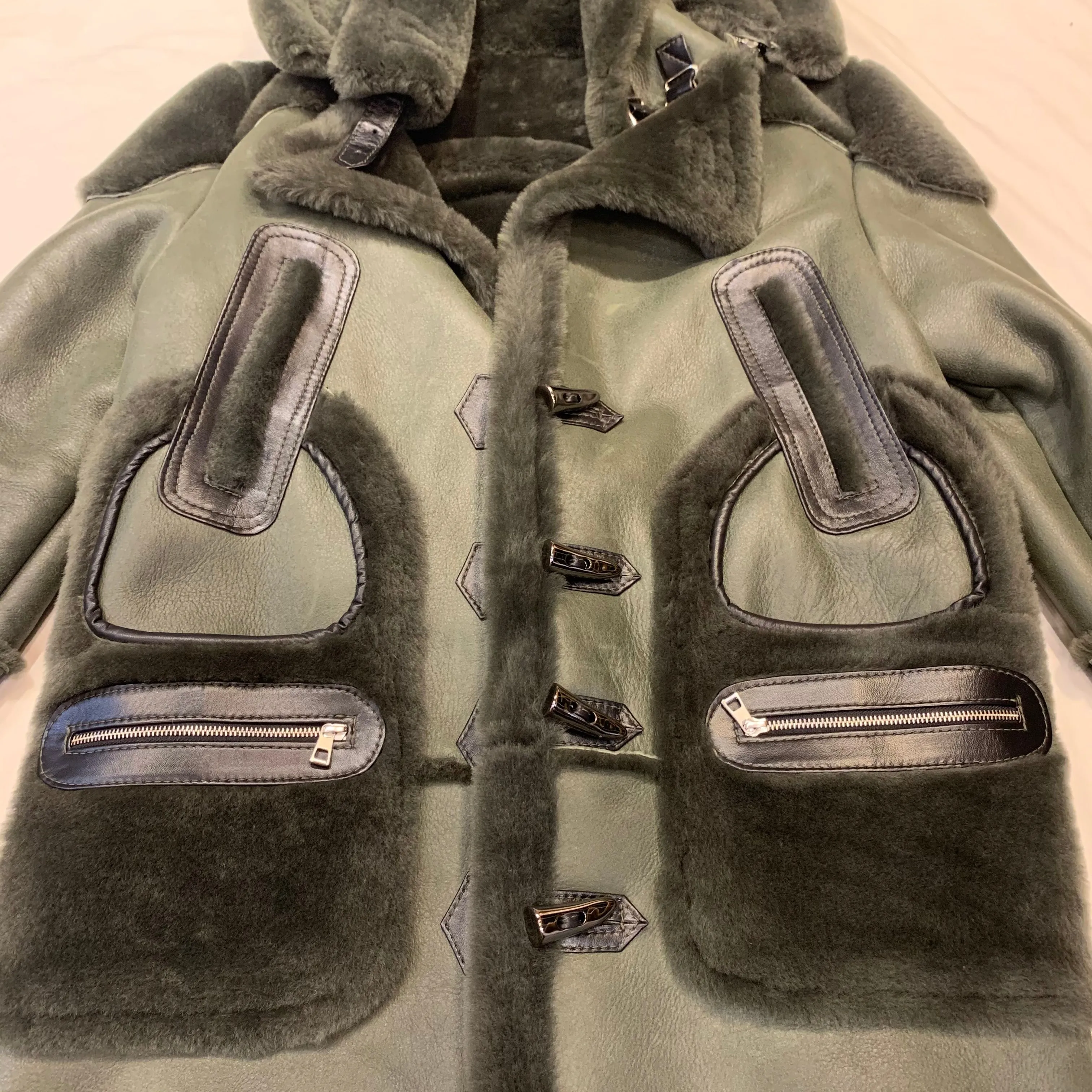 Daniels Leather Olive Green 3/4 Shearling Jacket