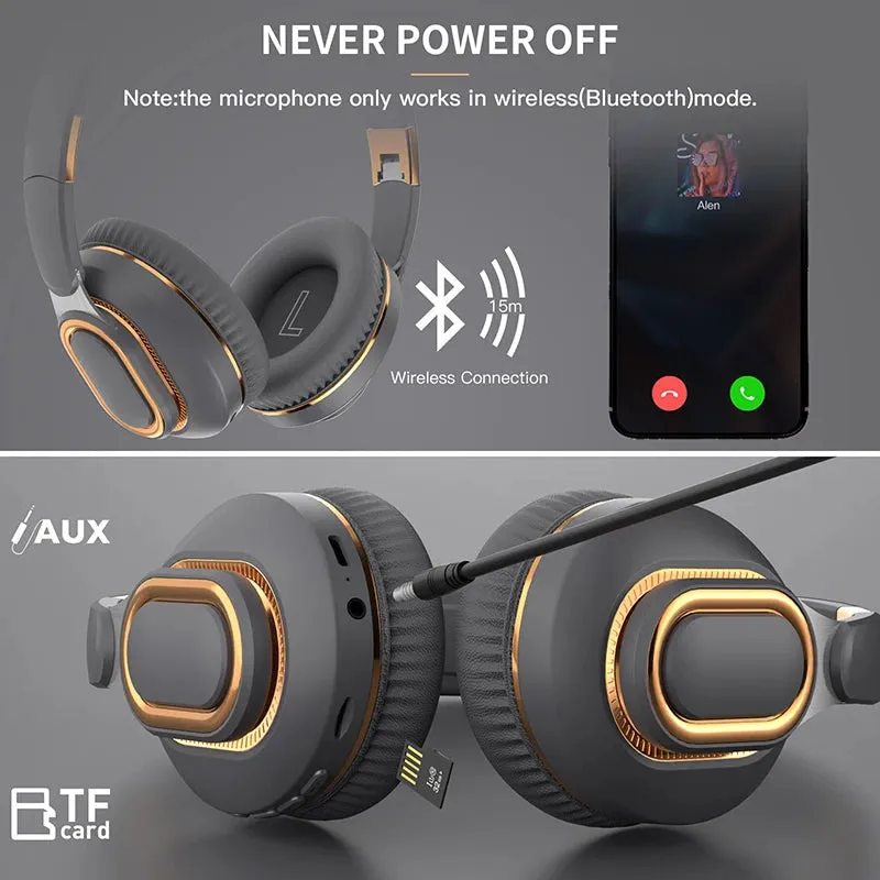 DARE TO HEAR ™Pro max Wireless Headsets Bluetooth Headphones Noise Cancelling Great Bass Stereo Foldable Music Sport Earphone Support TF FM