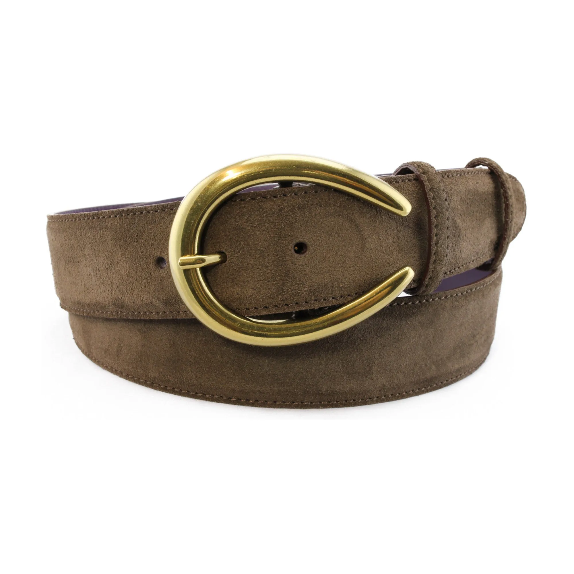 Dark brown classic suede horseshoe prong belt