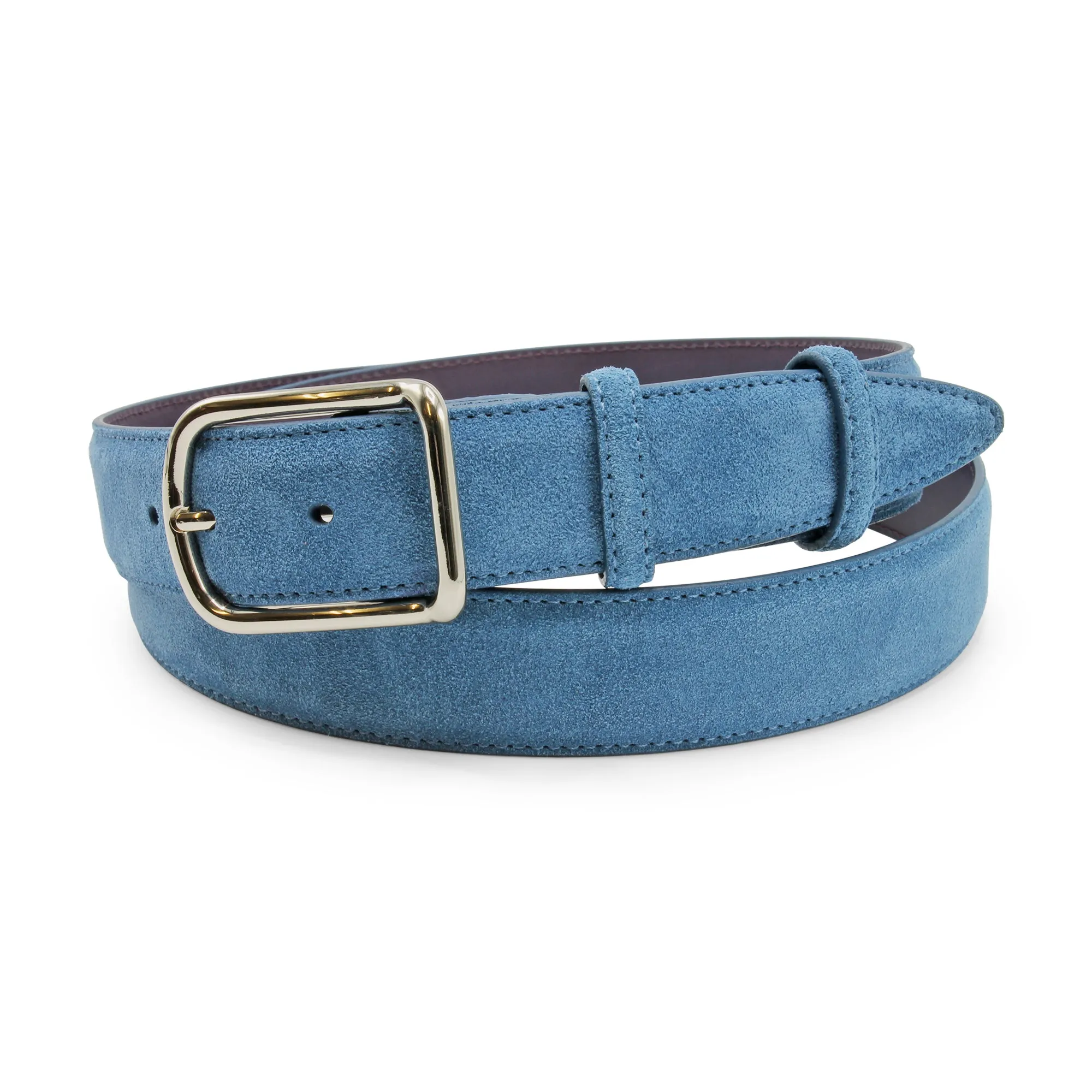 Denim Blue Open Face Suede Belt