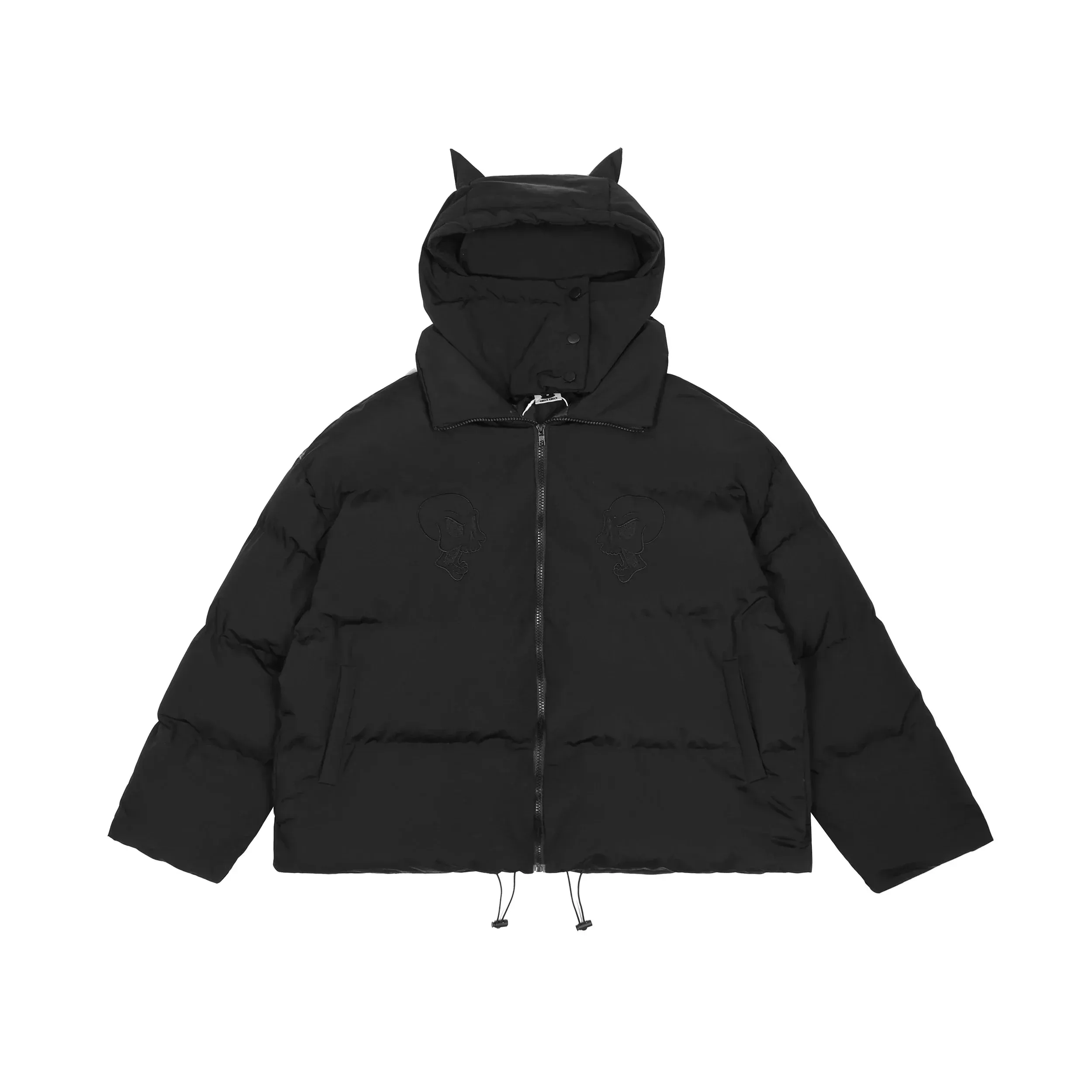 Devil | Black Hooded Puffer Jacket