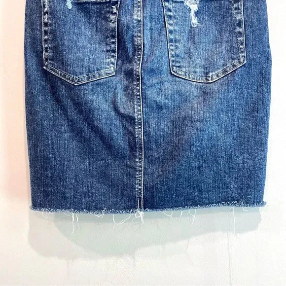 Distressed Pencil Jean Skirt