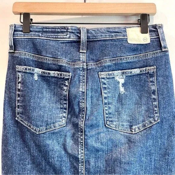 Distressed Pencil Jean Skirt