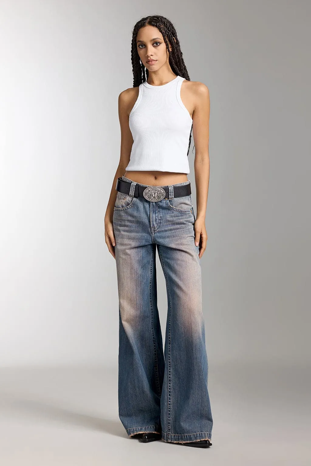 Distressed Wide Leg Jeans