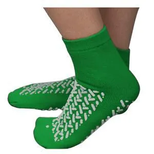 Double Tread Patient Safety Footwear with Terrycloth Exterior, 2X-Large, Green