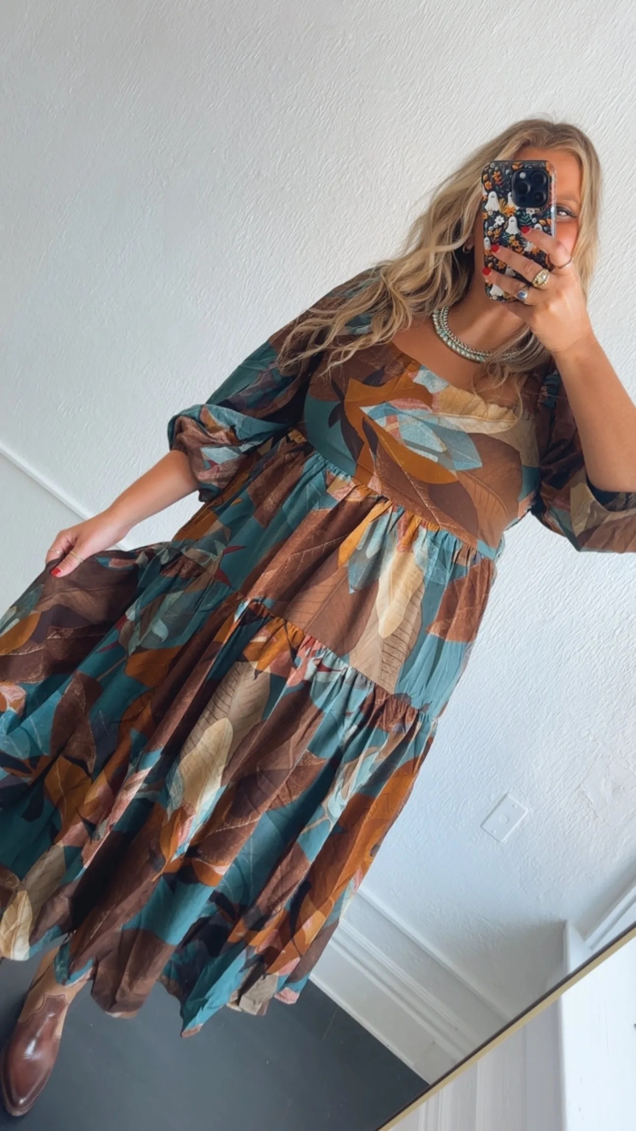 Dress To Impress Printed Maxi Dress, Teal