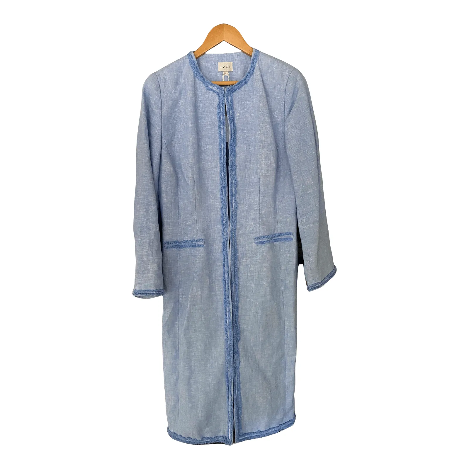 East 100% Linen Coat Light Blue UK Size 12