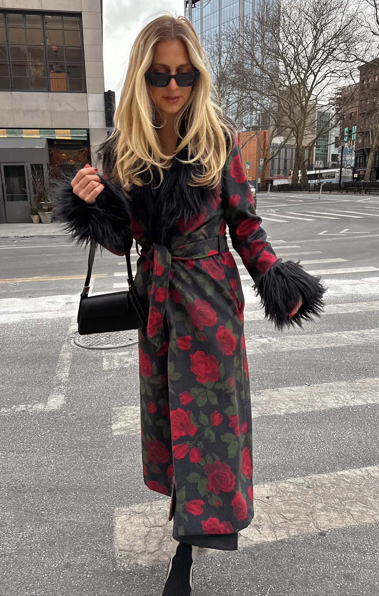 Elaine Coat ~ Send Me Roses with Faux Fur