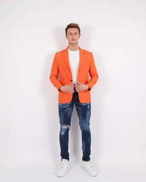 ELIE BALLEH SOLID Orange PEAK LAPEL JACKET