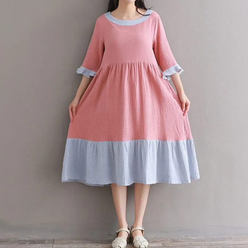 Empire Waist Vintage Midi Dress