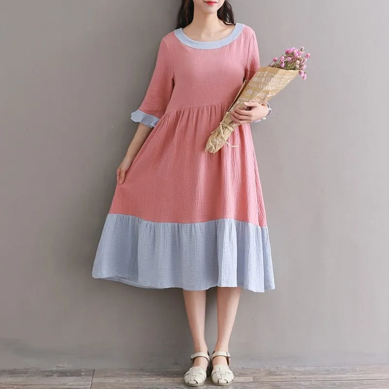 Empire Waist Vintage Midi Dress