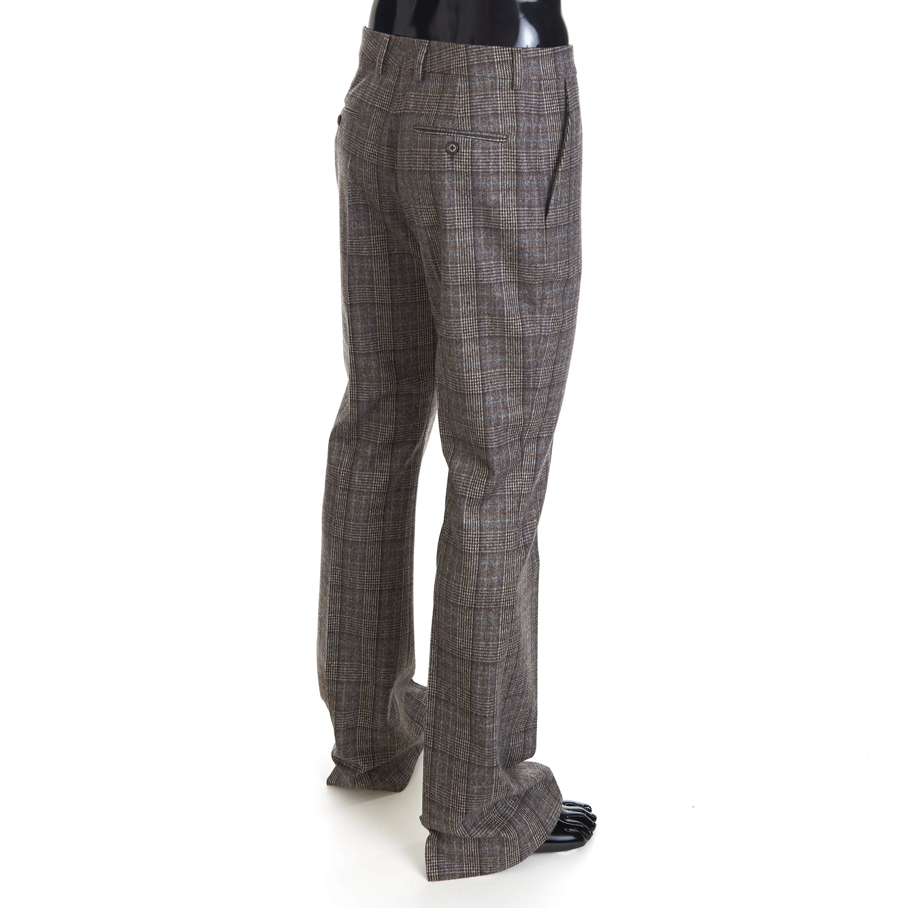 English Flared Pants In Prince Of Wales Flannel