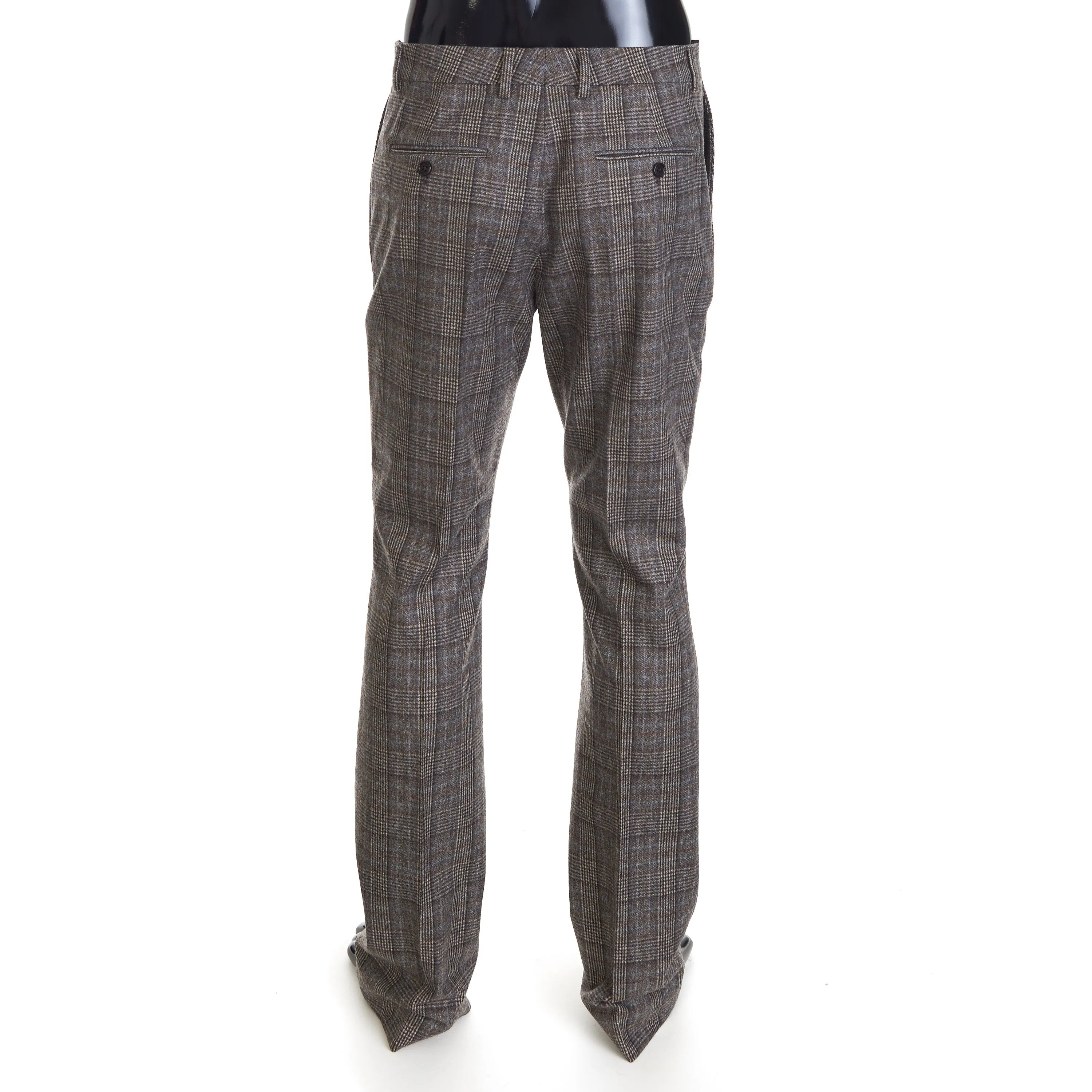 English Flared Pants In Prince Of Wales Flannel