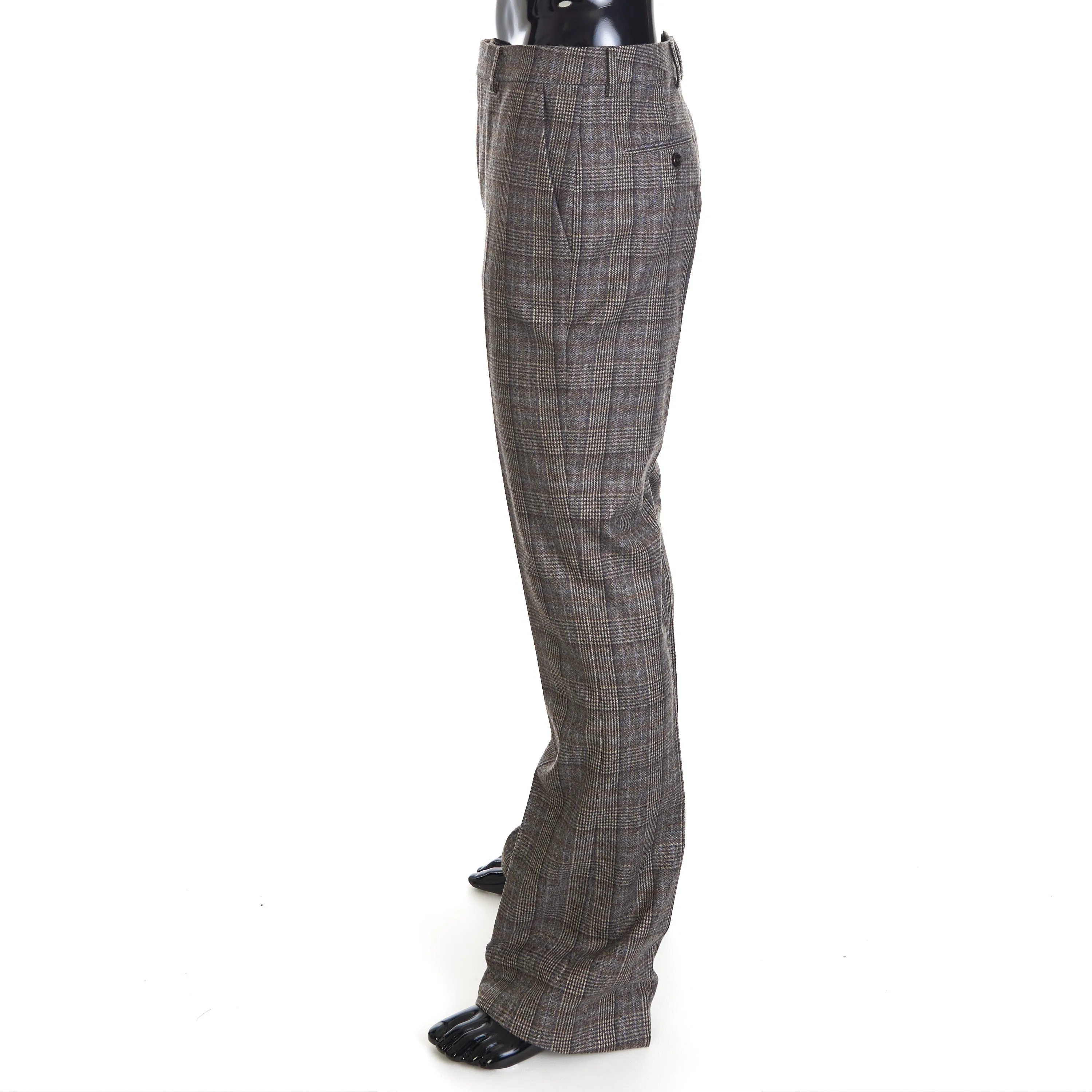 English Flared Pants In Prince Of Wales Flannel